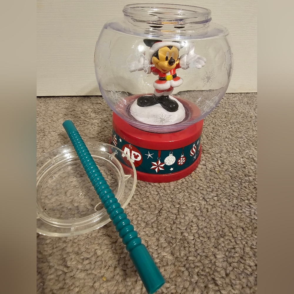 Disney Parks 2022 Holiday Christmas Santa Mickey Mouse Snow Globe Sipper Cup